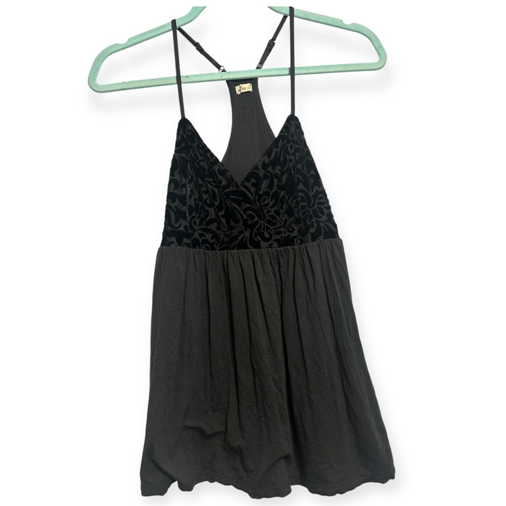 Hollister Black Velvet Floral Tank Top
